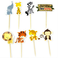 Wild Animals Paper Cupcake Picks 24pcs