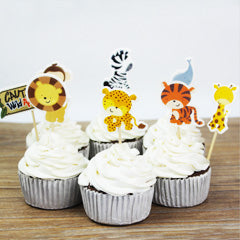 Wild Animals Paper Cupcake Picks 24pcs