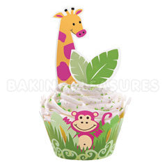 Wilton Jungle Pals Cupcake Wraps & Picks  12pcs