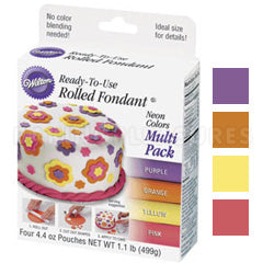 Wilton Rolled Fondant Neon Colours Pack 4