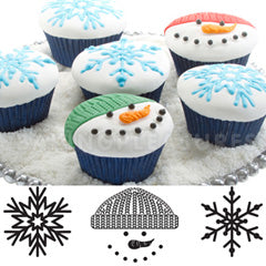 Winter Christmas Cupcake & Cookie Texture Tops 3pcs