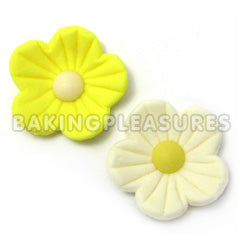 Yellow & White Tragacanth Edible Cupcake Toppers 12pcs