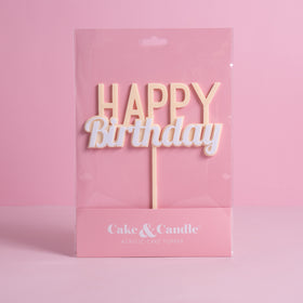 Milkshake Happy Birthday Pastel Yellow Caramel Cake Topper