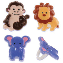 Zoo Animal Cupcake Rings 12pcs